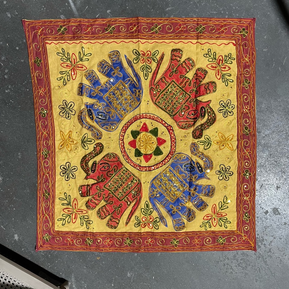 Embroidered Mandala Elephant Wall Hanging/Tapestry/Table Decor | Made in India